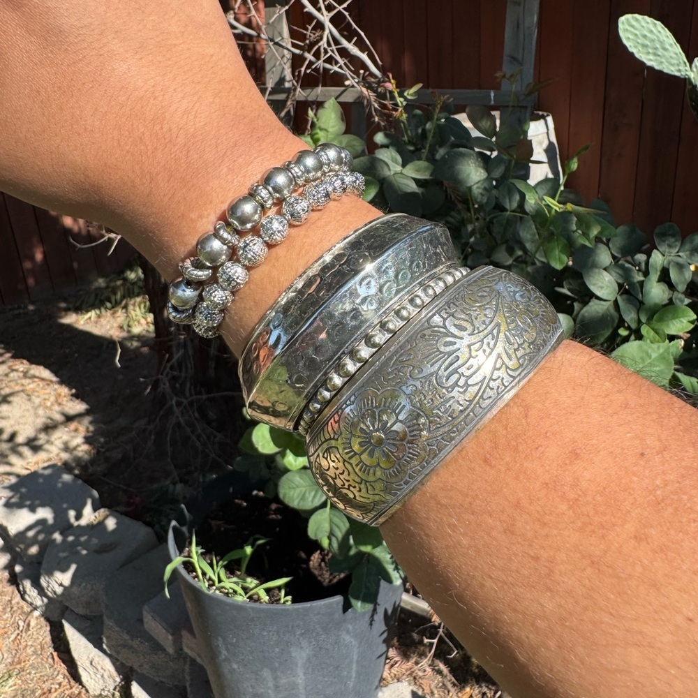 Silver Bangle and Bracelet Set